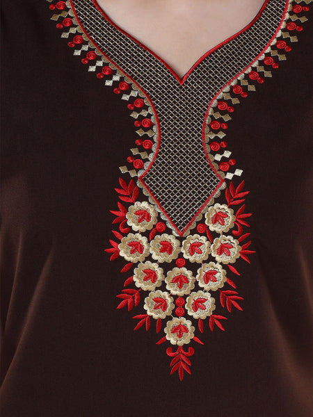 Be You Brown Embroidered Maxi Nightdress