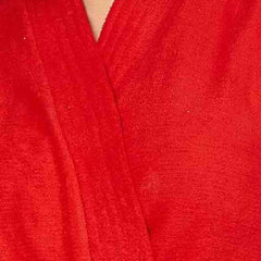 Be You Red Solid Cotton Drawstring Knee Length Bath Robe