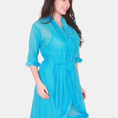 Be You Shoulder Straps Net Nightdress With Robe