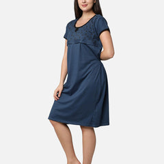 Be You Blue Cotton Blend Nightdress