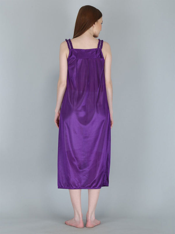 Be You Purple Satin Maxi Nightdress with Robe