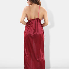Be You V-Neck Satin Maxi Wrap Nightdress With Robe