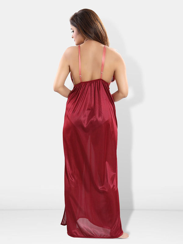 Be You V-Neck Satin Maxi Wrap Nightdress With Robe