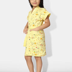Be You Yellow Conversational Cotton Drawstring Knee Length Bath Robe