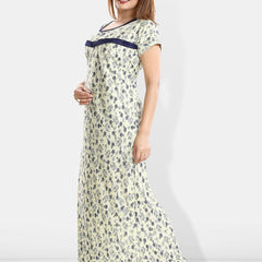Be You Floral Printed Maxi Satin Maternity Nightdress