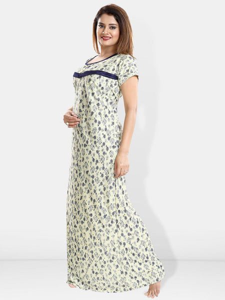Be You Floral Printed Maxi Satin Maternity Nightdress