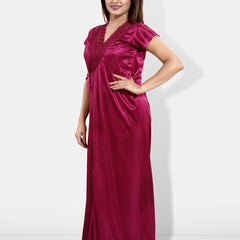 Be You Pack Of 6 Satin Maxi Wrap Nightdress With Lingerie Set