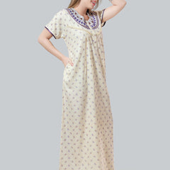 Be You Off White Embroidered Maxi Nightdress