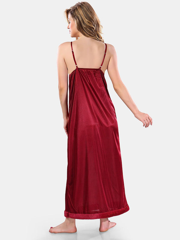 Be You Floral Lace Satin Night Dress With Robe