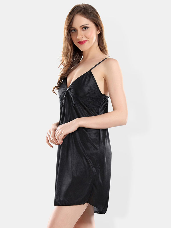 Be You Self Design Shoulder Straps Nightdress With Robe
