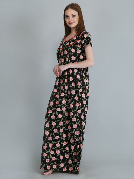 Be You Women Printed Maternity Maxi Nightdress
