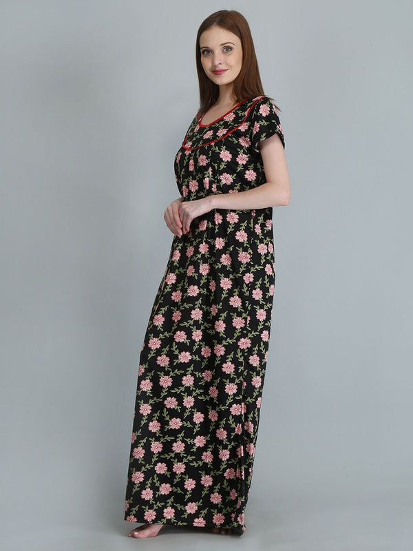 Be You Women Printed Maternity Maxi Nightdress