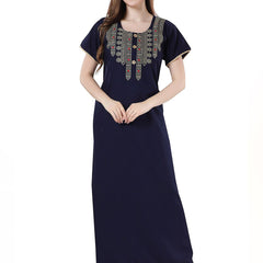 Be You Navy Blue Embroidered Maxi Nightdress