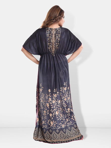 Be You Printed V-Neck Maxi Kaftan Nightdress