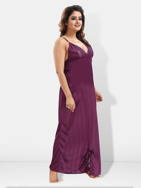 Be You 6 Pieces Satin Maxi Nightdress Set With Robe And Lingerie Set