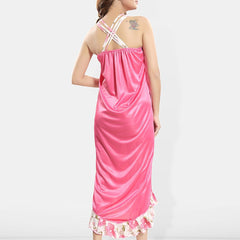 Be You Printed Shoulder Straps Satin Midi Nightdress
