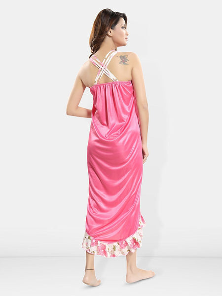 Be You Printed Shoulder Straps Satin Midi Nightdress