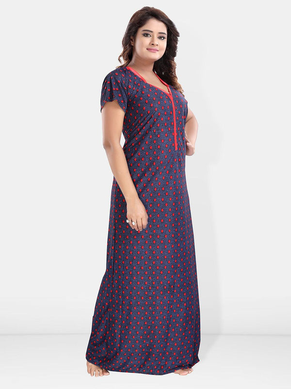 Be You Polka Dots Printed Satin Maxi Nightdress