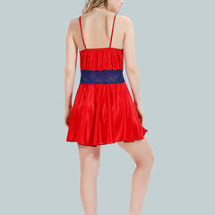 Be You Solid Lace Details Satin Nighty with Robe