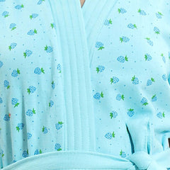 Be You Blue Conversational Cotton Drawstring Knee Length Bath Robe