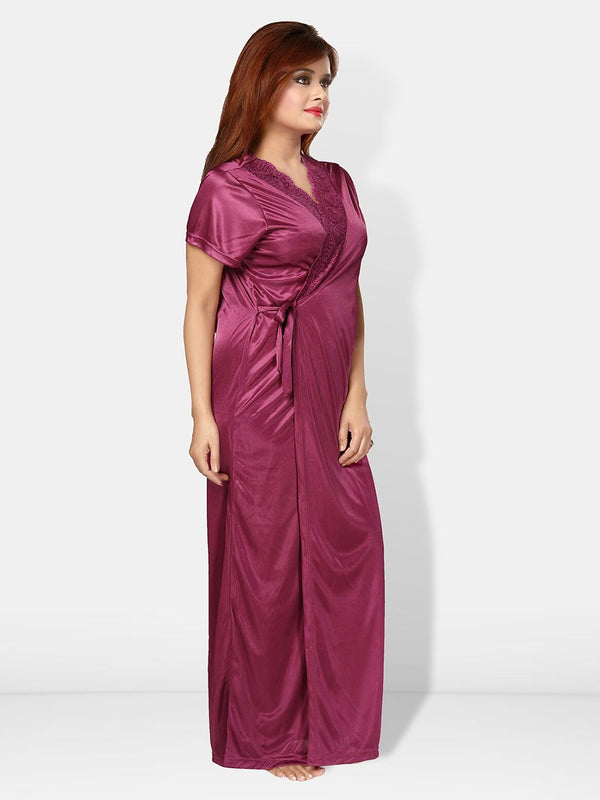 Be You V-Neck Satin Maxi Nightdress With Robe