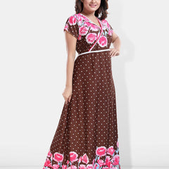 Be You Printed V-Neck Satin Maxi Nightdress
