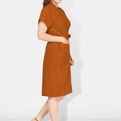 Be You Brown Solid Cotton Drawstring Knee Length Bath Robe