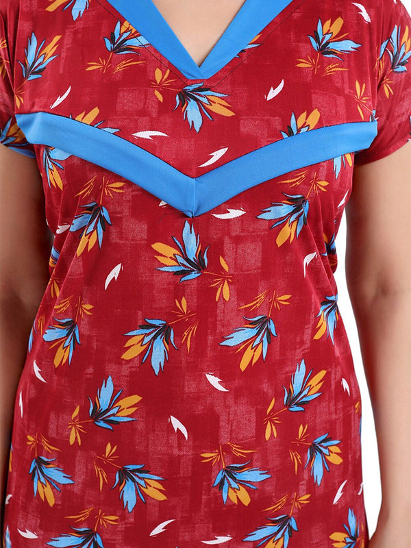 Be You Floral Printed Satin Feeding & Maternity Nightdress