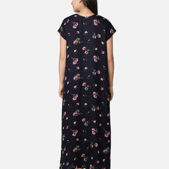 Be You Blue Printed Maxi Nightdress Alpine Feeding / Maternity Gown For Women
