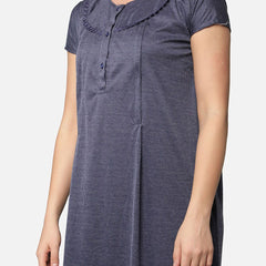 Be You Women Blue Printed Cotton Blend Maxi Maternity Nightdress