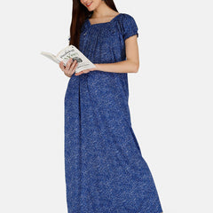 Be You Women Printed Satin Maxi Nightdress