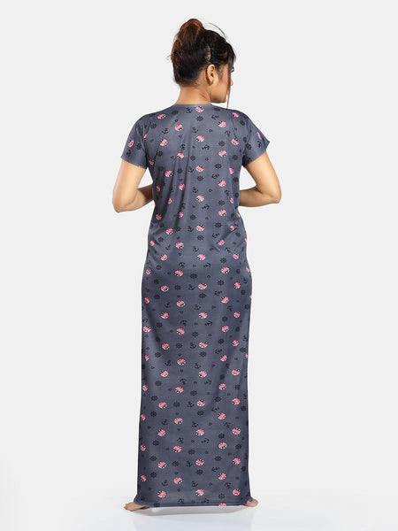 Be You Floral Printed Satin Maternity Maxi Sweat Nightdress