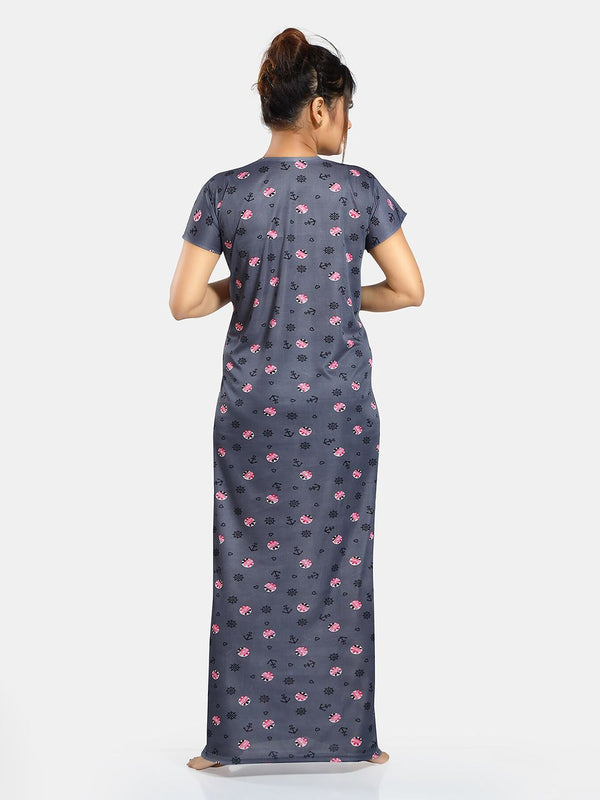 Be You Floral Printed Satin Maternity Maxi Sweat Nightdress