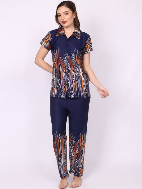 Be You Women Maroon Printed Satin Night suit