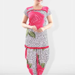 Be You Women Pink & White Printed Night suit