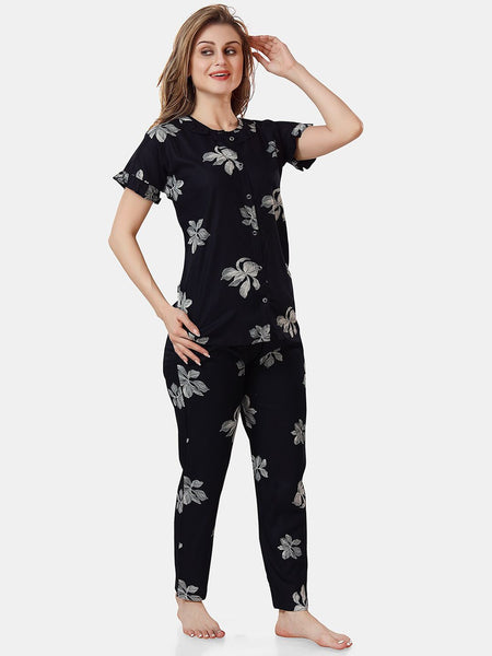Be You Floral Printed Shirt And Pyjama Night Suit