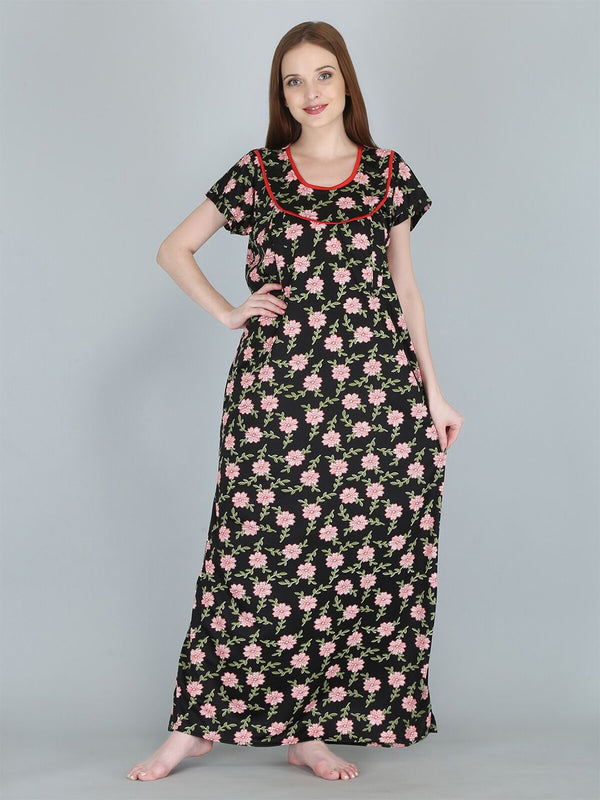 Be You Women Printed Maternity Maxi Nightdress