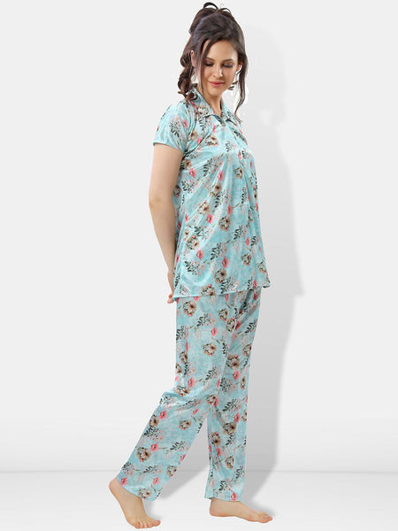 Be You Floral Printed Satin Night suit