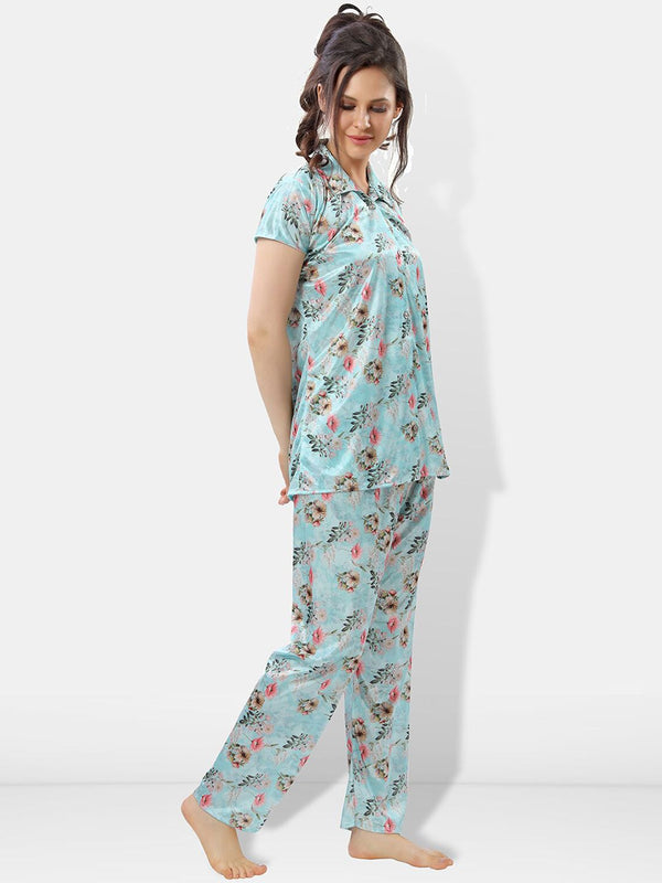 Be You Floral Printed Satin Night suit