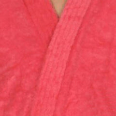 Be You Peach Solid Cotton Drawstring Knee Length Bath Robe