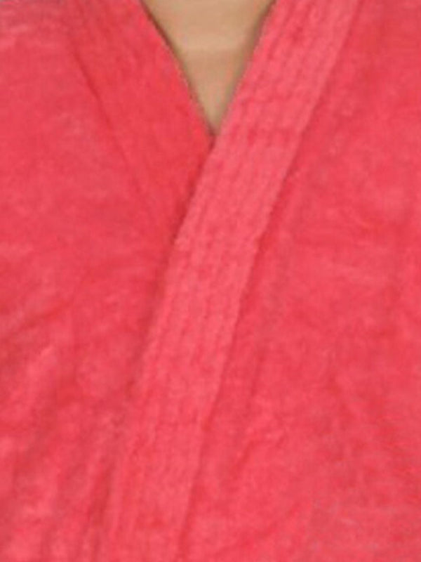 Be You Peach Solid Cotton Drawstring Knee Length Bath Robe