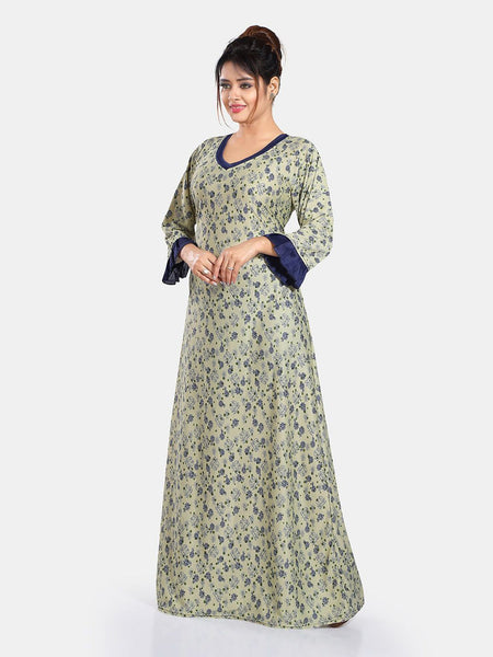 Be You Floral Printed V-Neck Satin Maxi Nightdress