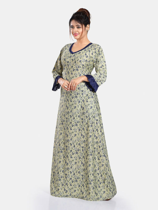 Be You Floral Printed V-Neck Satin Maxi Nightdress