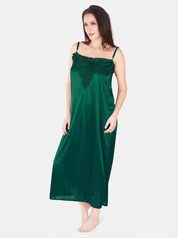 Be You Floral Lace Shoulder Straps Satin Maxi Nightdress With Robe