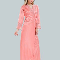 Be You Floral Lace V-Neck Satin Night Dress With Robe