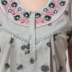 Be You Grey Embroidered Maxi Nightdress