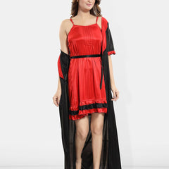 Be You Shoulder Straps Satin Wrap Nightdress With Robe