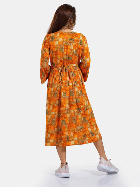 Be You Floral Printed Fit and Flare Maternity Midi Dress