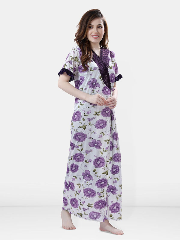Be You Floral Printed Maxi Nightdress With Robe