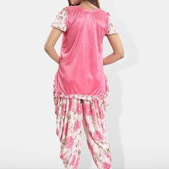 Be You Floral Printed Short Sleeves Satin Top & Patiyala